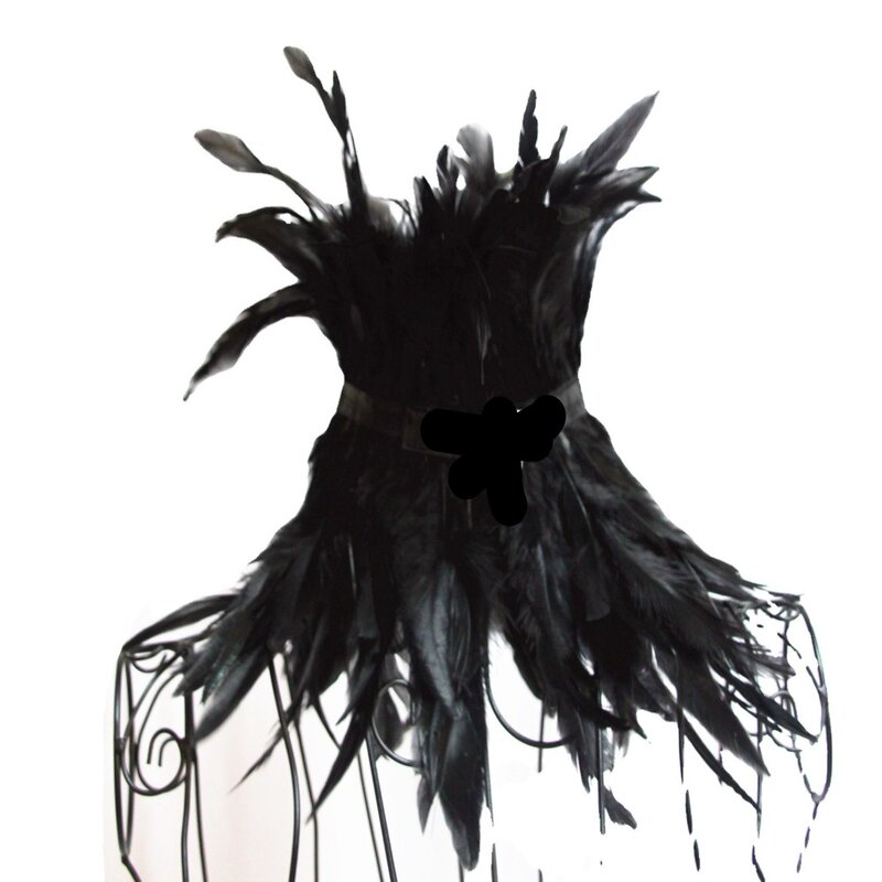 Женский ошейник с перьями, черная Готическая шаль, роскошный меховой шарф, украшение на Хэллоуин