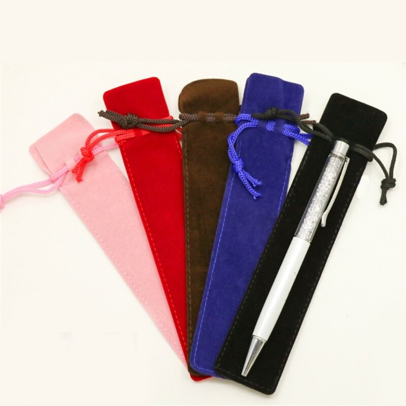 1 peça bolsa caneta veludo com cordão bolsa caneta saco presente único suporte caneta manga embalagem para
