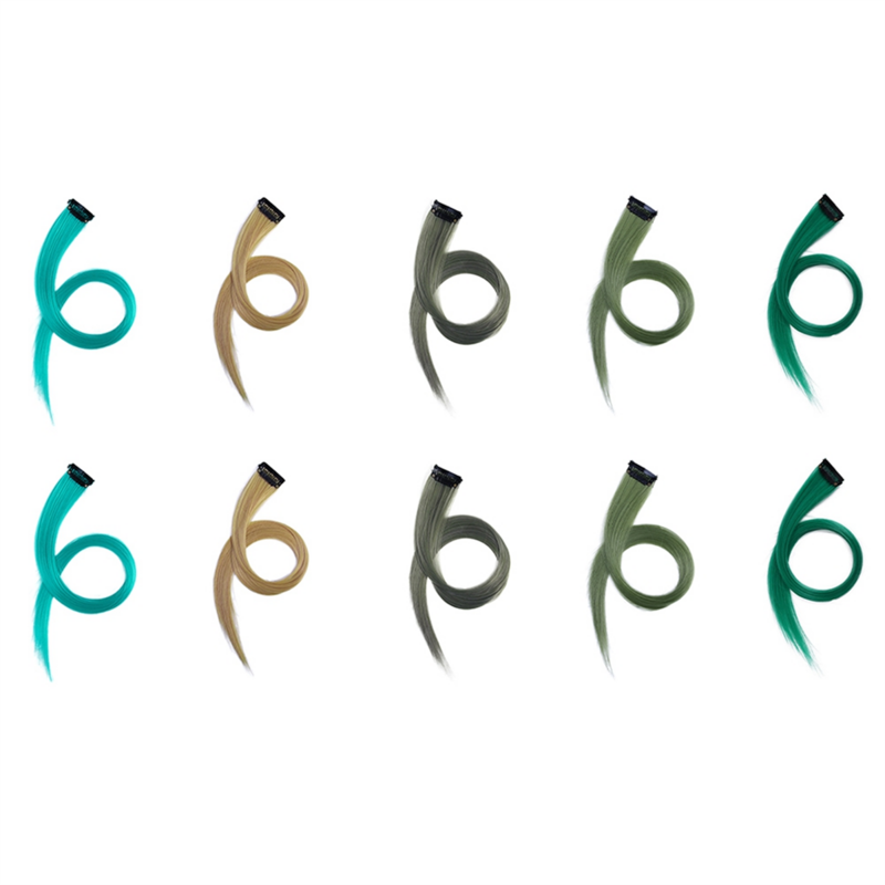 Arco-íris Destacado Hairpin Extensão Do Cabelo, Longo Clipe Reto, Trimmable para a Menina, Cabelo Falso, 3.2x55cm