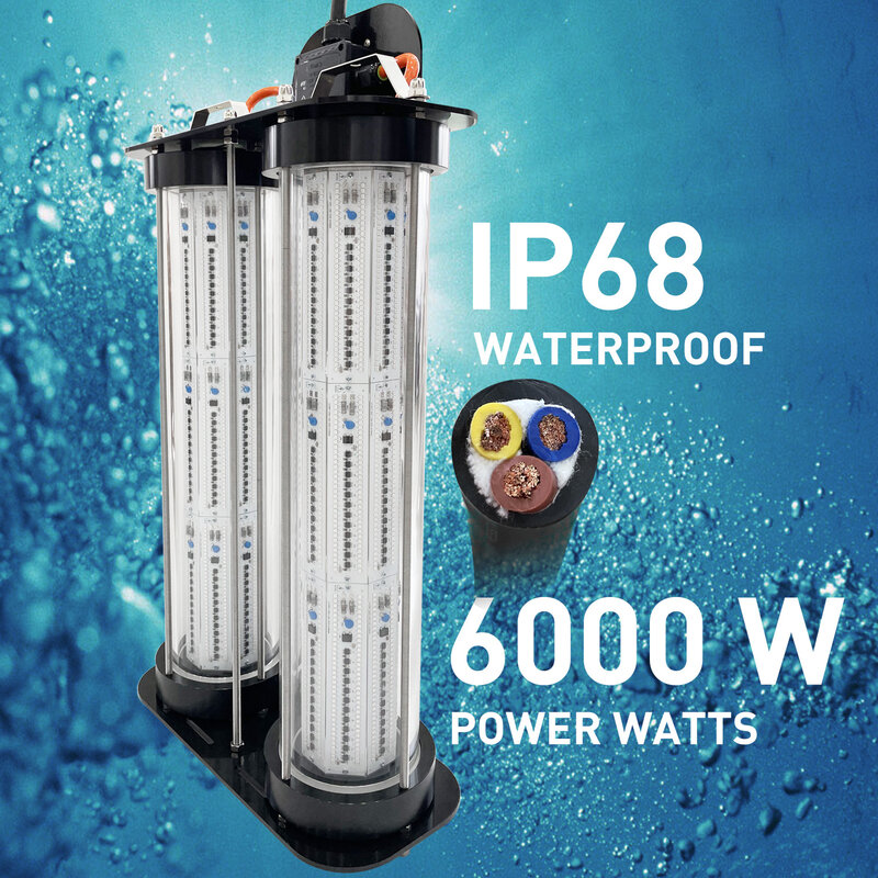 6000W LED 수중 고품질 IP68 녹색 수중 물고기 유혹 미끼 조명 깜박이 램프, IP68