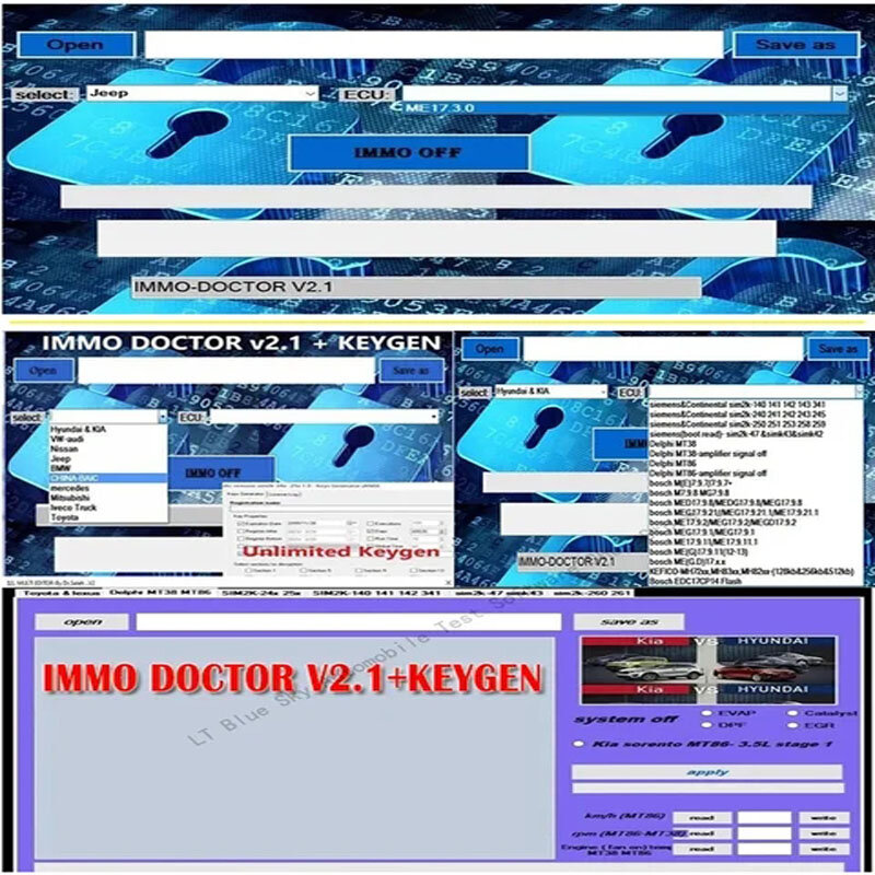 2024 IMMO DOCTOR V2.1 dengan KEYGEN tidak terbatas MULTI merek Immo Off perangkat lunak Chip ECU Tuning untuk sim2k MT38 ME 17.9.2 MED17.9.8
