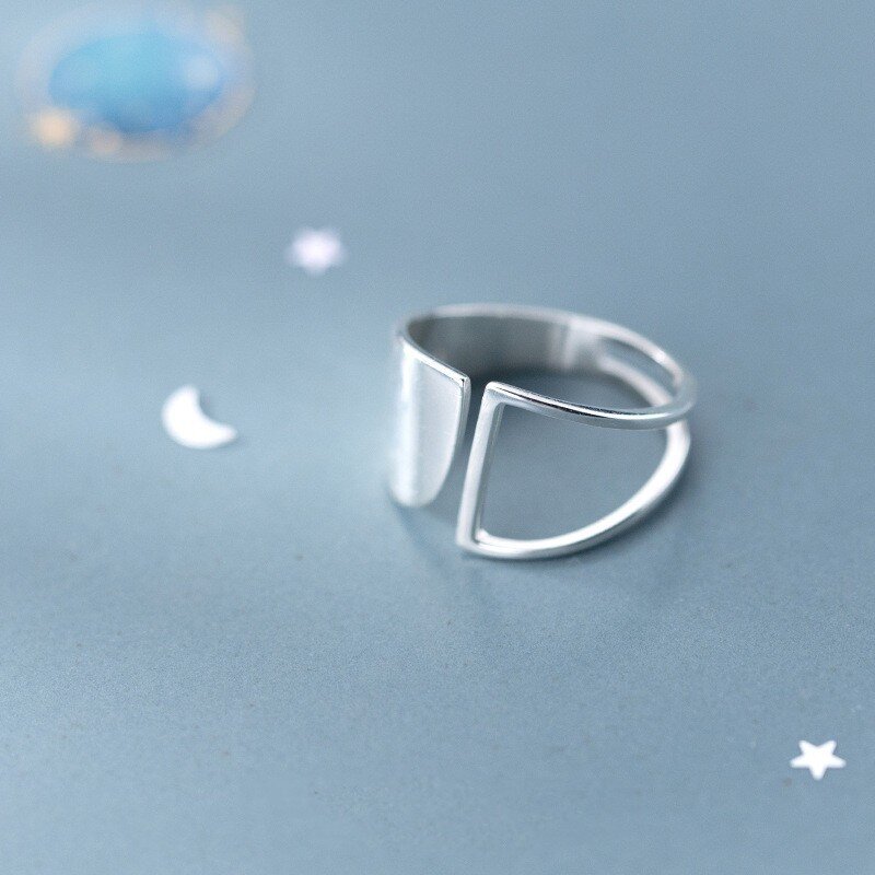 925 srebrne prosty Punk puste pierścionki dla kobiet geometryczna moda otwarte regulowane ręcznie robione biżuteria na prezent
