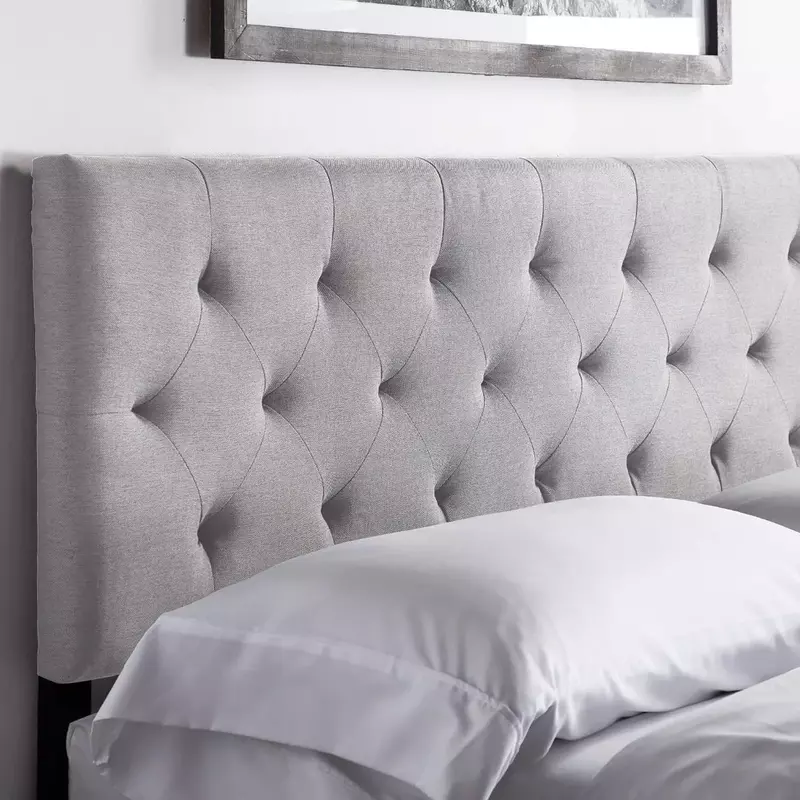 Mid-Rise Upholstered Headboard Diamond Tufted  Easy Assembly  Bed Frame or Wall Mount Sturd