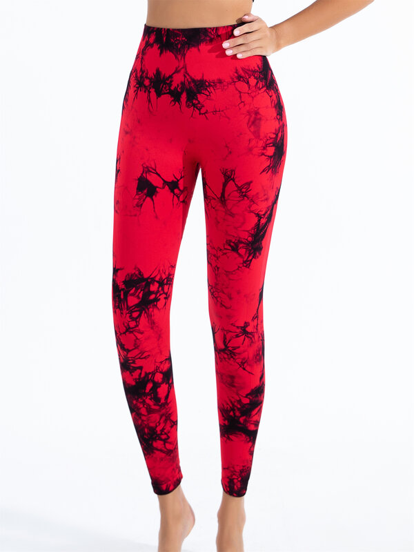 Dames 2024 Nieuwe Naadloze Tie-Dye Yoga Leggings Hoge Taille Hoge Elastische Basislaag Bodyshaping Broek Voor Gym Mode Vrouwen