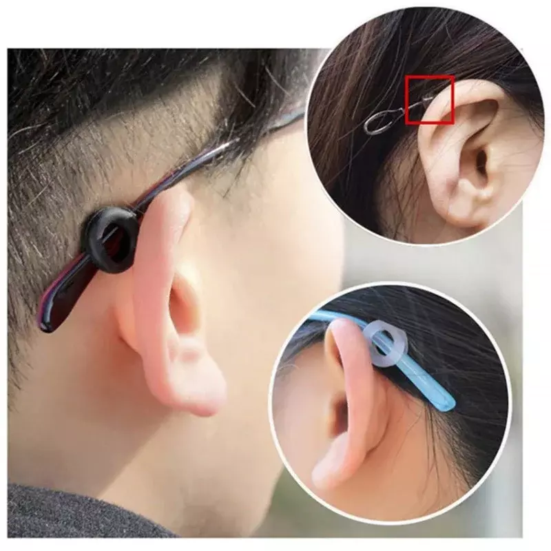 Ganchos redondos de silicona para las orejas de las gafas, retenedores antideslizantes, cómodos, 10 pares