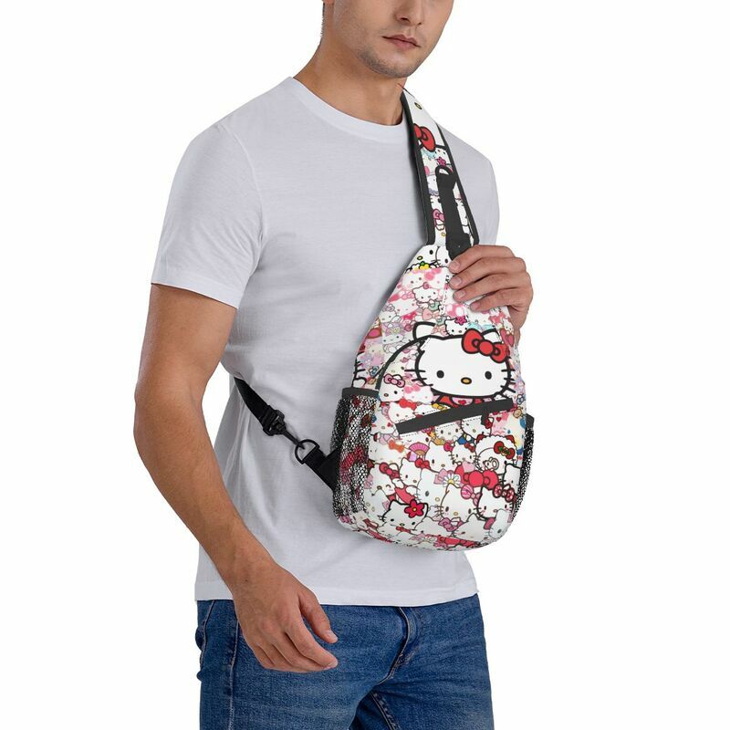 Hello Kitty Sanrio Sling Crossbody zaino uomo borsa a tracolla petto personalizzata per viaggi escursionismo Daypack