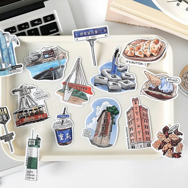 8Packs/Lot Haast Naar De Bergen En Zeeën Serie Retro Creatieve Decoratie Diy Label Stickers