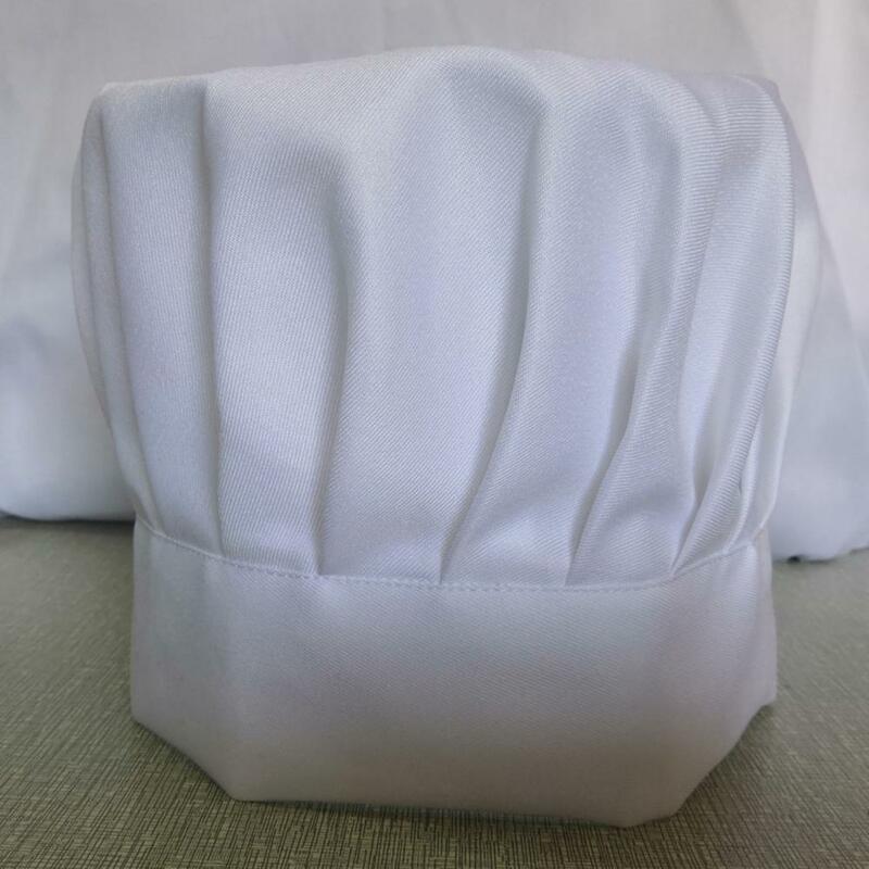 Topi koki profesional Unisex, tutup kepala kostum untuk memanggang dapur, katering, putih polos nyaman