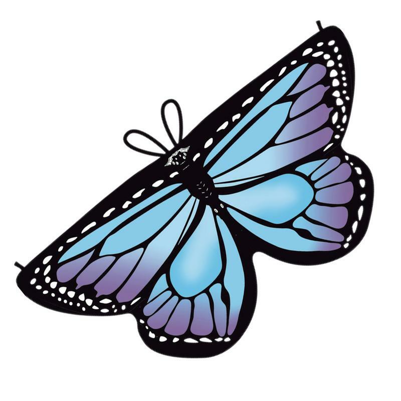 Ailes de papillon dégradées pour filles, costume arc-en-ciel bleu, ailes de papillon pour tout-petits, Halloween