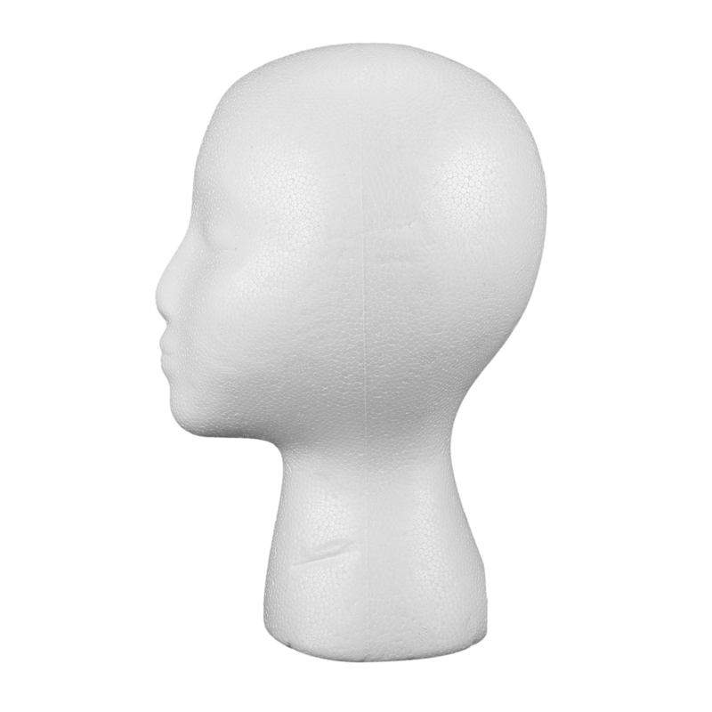 Cabeza de Maniquí de espuma, sombrero de exhibición, soporte de peluca, cabeza de espuma blanca