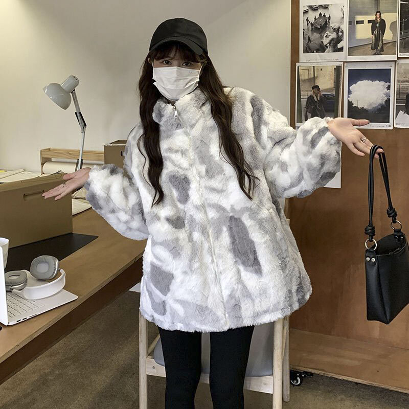 2023 Модные Куртки Оверсайз из овечьей шерсти, женское свободное милое Модное теплое пальто в эстетике