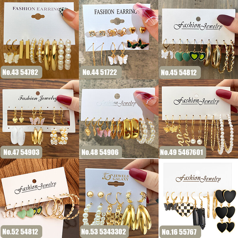 Conjunto de brincos geométricos banhados a ouro 17KM-para mulheres, brincos de pérola punk, presente de joias vintage, tendência 2022