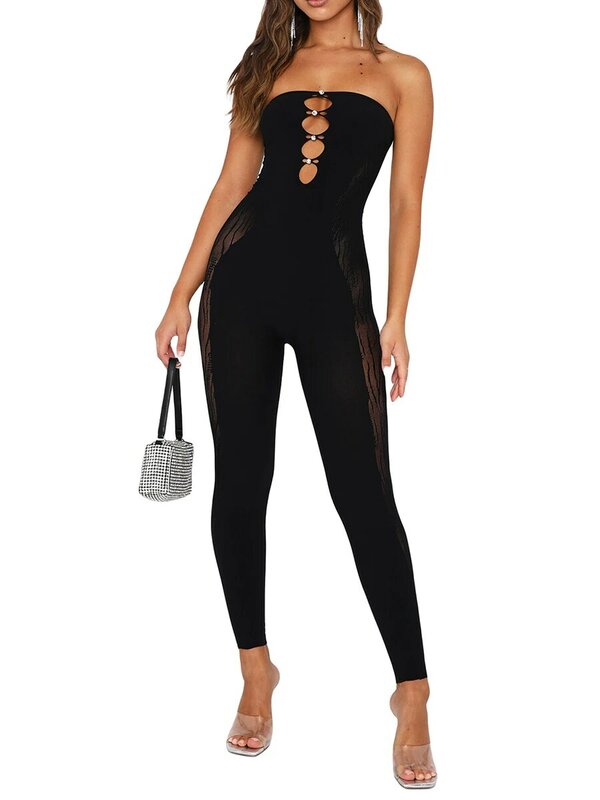 Women s Sexy Micro-flare Jumpsuits Black Bodycon Square Neck Short Sleeve  Romper Yoga Workout Outfit