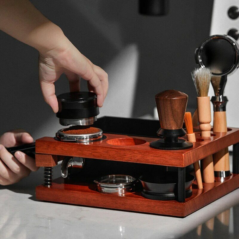 FHEAL Espresso Tamper Holder Station with Spring Coffee Filter Portafilter Holder Organizer Box for 51/54/58mm Tamper