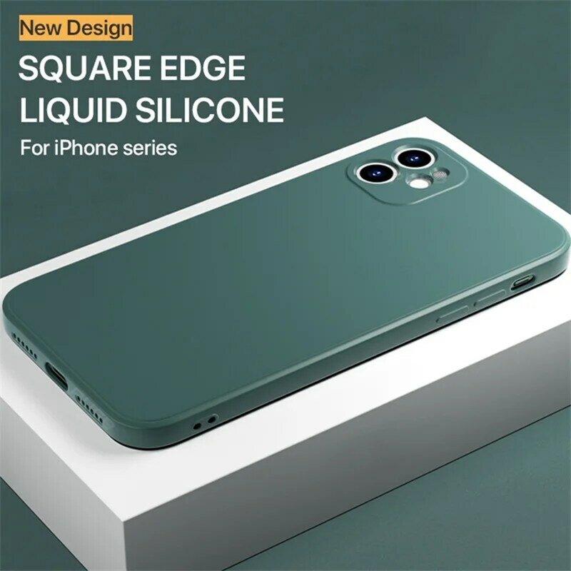 Sang Trọng Liquid Silicone Ốp Lưng Chống Sốc Cho iPhone 11 12 Pro 7 8 Plus 6 6S 5 SE 2020 X XS XR Max Mini Bìa Mềm Funda