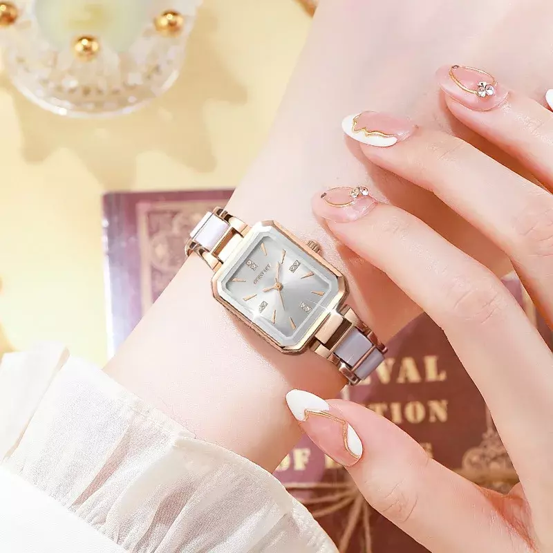 Relógio de quartzo feminino com mostrador quadrado, relógio feminino, Versátil, Luxo, Moda