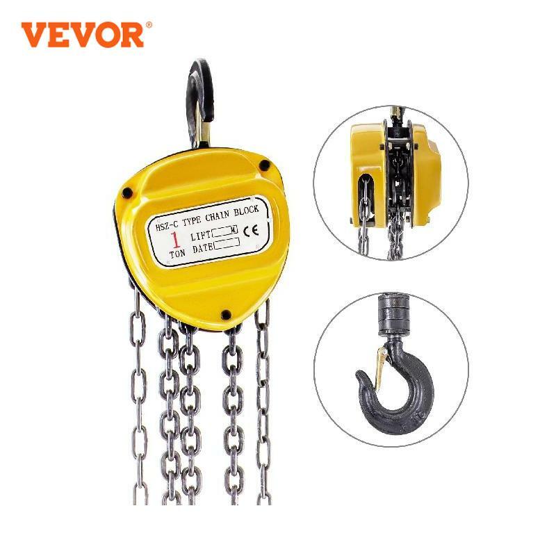 VEVOR 0.5/1/2/3T Chain Hoist Anti-Rust Manual Chain Block 10/20FT 3m/6m with Two Hooks for Lifting Pulling Dragging Construction