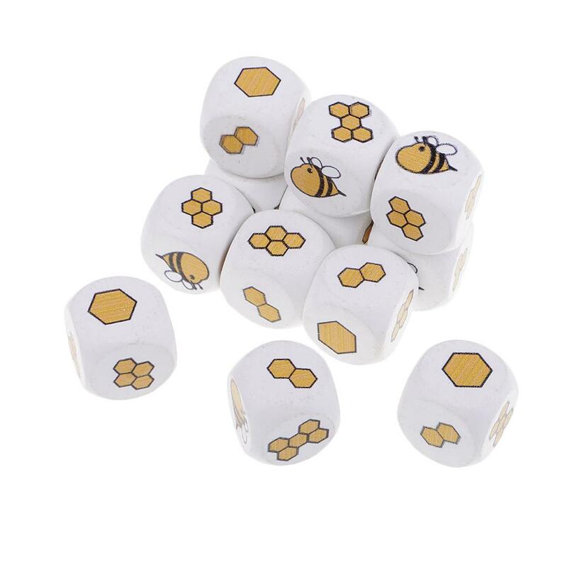 12x White Painted Wood Dice Cubes 6 Sided Dice Family Game Kids Toys Crafts