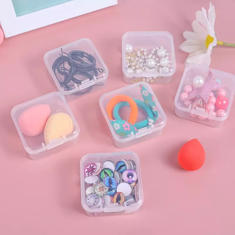 Storage Box Transparent Square Plastic Boxes Earrings Jewelry Packaging Storage Small Square Box DIY Jewelry Organizer