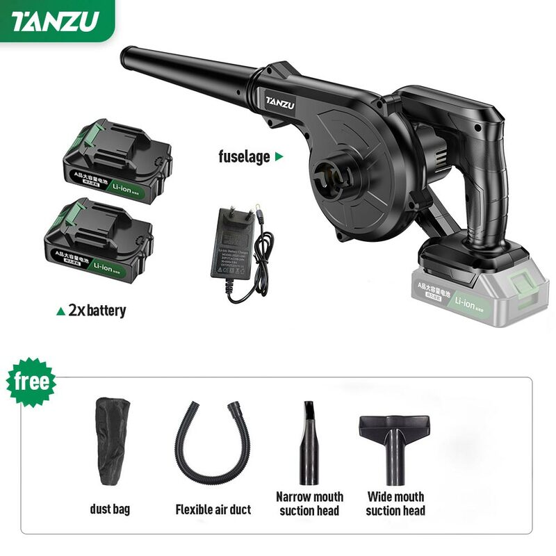 Cordless Blower 21V High-power Rechargeable Battery Vacuum Clean Air Blowing Dust Garden Industrial Vehicle Household Computer