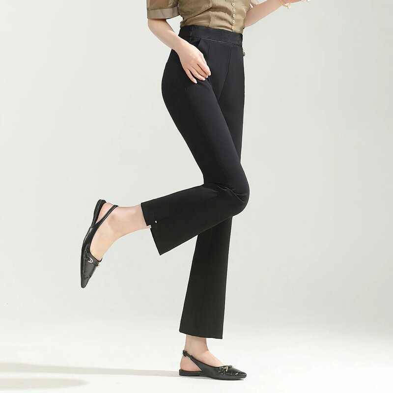 Новинка 2024, женские брюки, повседневные Простые сетчатые красные модные классические женские брюки в девять звезд, бесплатная доставка