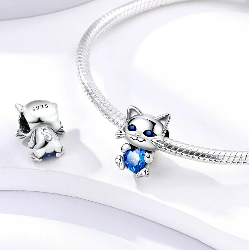 925 Sterling Silver Cat Dog Elephant Owl Animal Series Beads Fit Original Pandora Charm bracciale gioielli da donna regalo fai da te