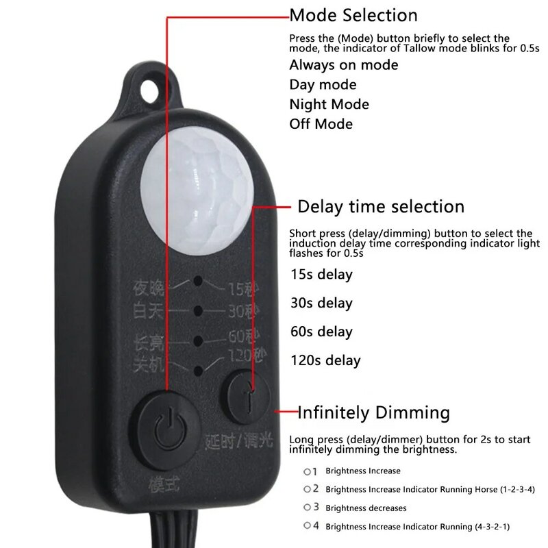 Interruptor de Sensor de movimiento PIR infrarrojo para tira de luz LED, Detector de movimiento humano, USB, 5V-24V CC