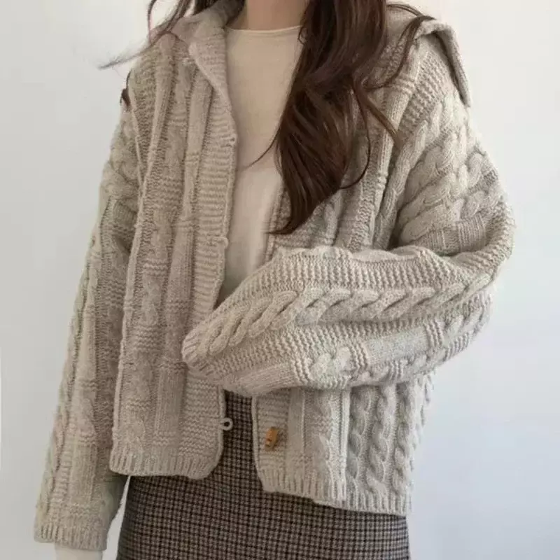 Winter Nieuwe Koreaanse Versie Van De Mode-Zoete Losse Luie Wind Bovenkleding Tops Zeer Fairy Gebreide Trui Met Lange Mouwen 30239
