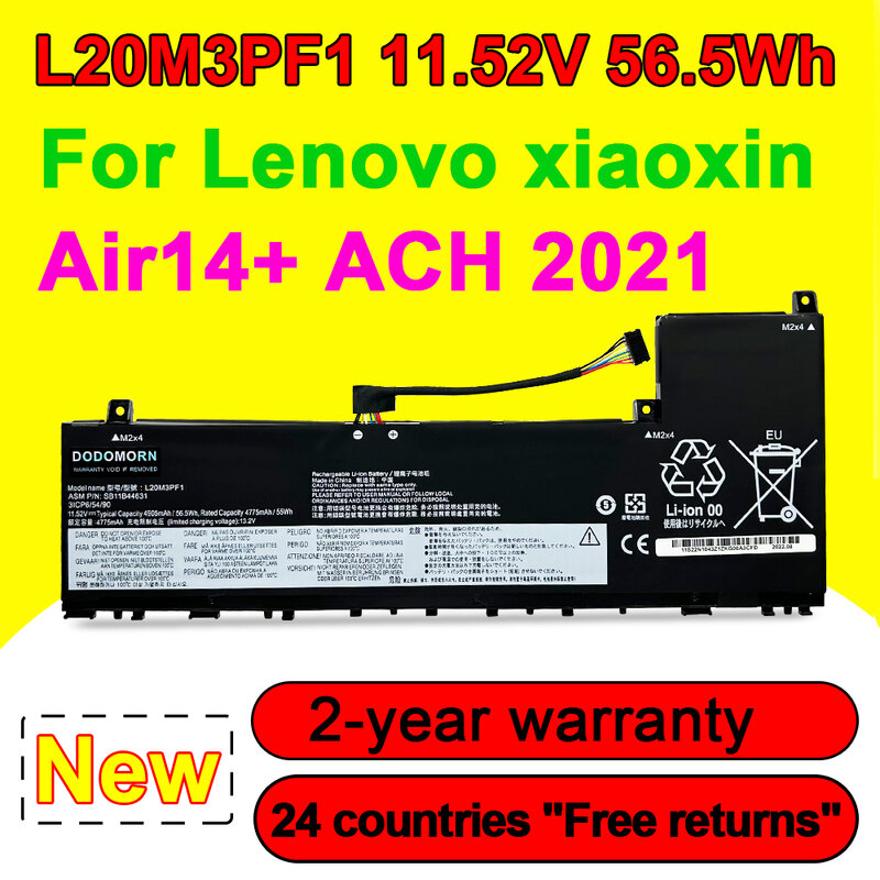 Batería de 11,52 V para ordenador portátil, pila L20M3PF1 de 56,5 Wh para Lenovo Xiaoxin Air14 + ACH ACN ITL 2021 Series L20L3PF1 L20C3PF1 L20D3PF0 SB11B44631