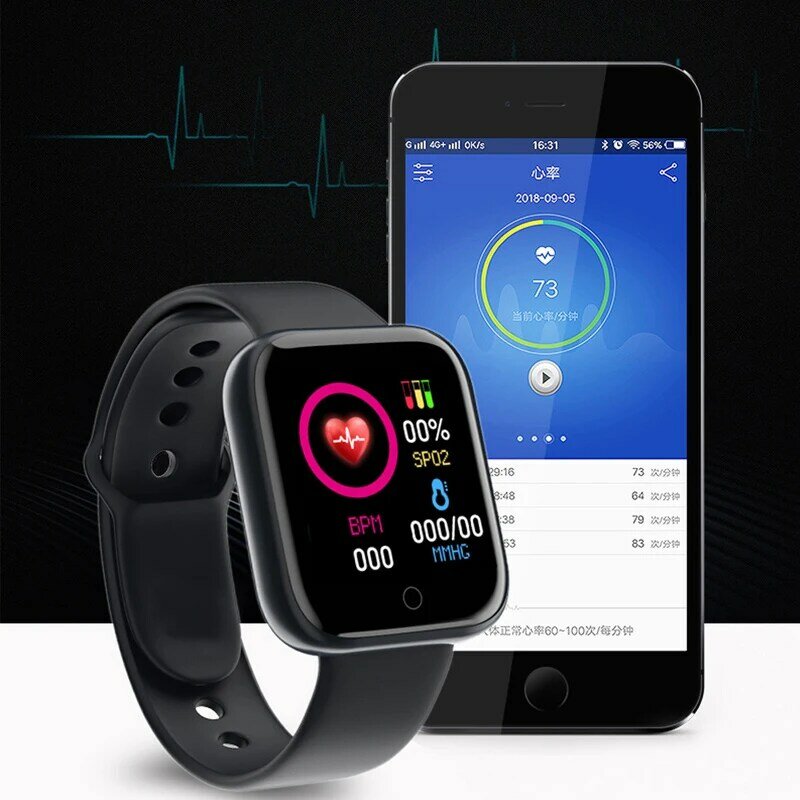 Bluetooth Smart Aangesloten Kind Fitness Tracker Digitale Horloge Y68 Smartwatch Voor Mannen Vrouwen Kinderen Waterdichte Horloges Montre