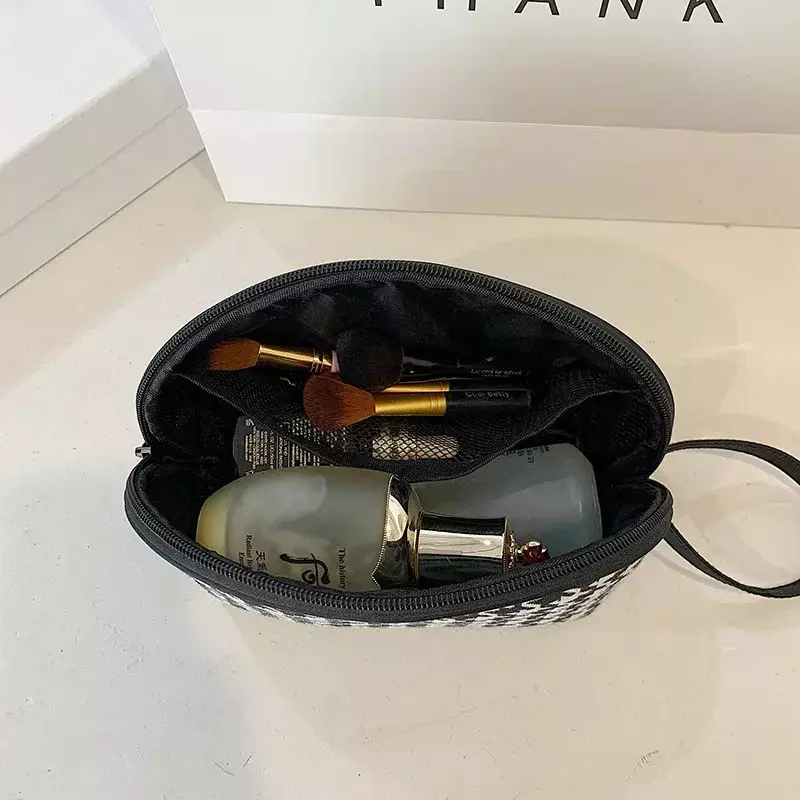 Nuova borsa cosmetica pied de poule Fashion rondine Gird Travel Storage borsa per il trucco donna Classic Zipper Mini borsa di tela per trucco Casual