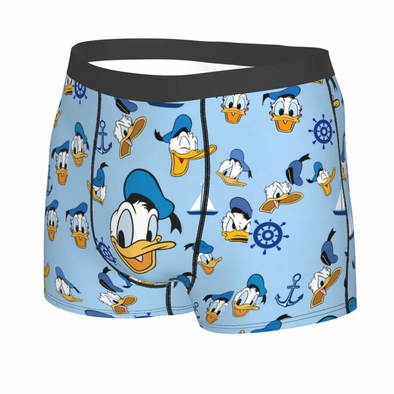 Disney cartoon boxers para homens, calcinha confortável com design pato donald, moda cueca