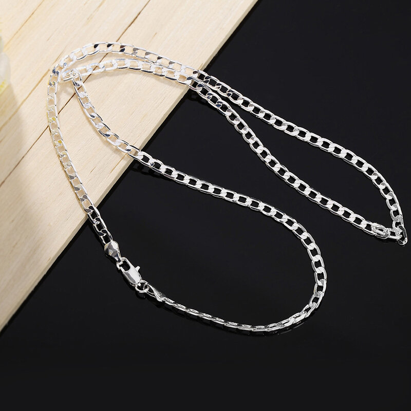Men's 925 Sterling Silver Necklace 2/4/6/8/10/12MM 40-75cm Face Chain Necklace Lobster Clasp Men Women Engagement Jewelry Gifts
