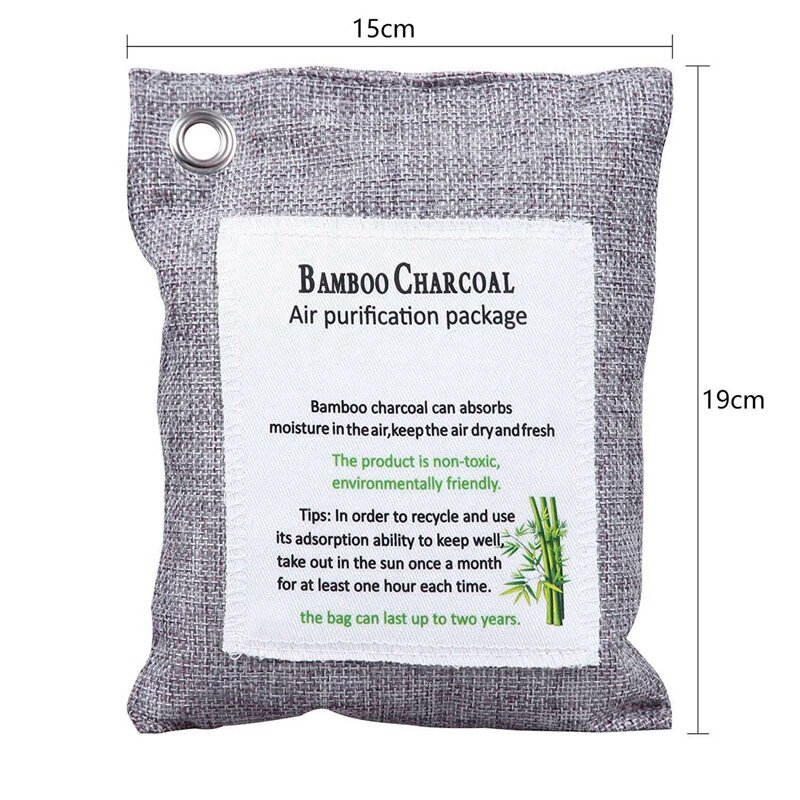 3X Activated Bamboo Charcoal Bag Odor Remover 200Gx4, Air Purifying Bags For Home, Car, Closet, Shoes