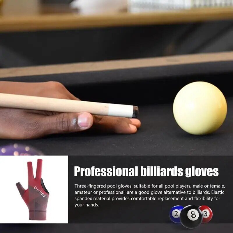 ถุงมือบิลเลียดสำหรับผู้ชายทุกเพศถุงมือบิลเลียดสามนิ้วถุงมือออกแบบข้อมือหนา aksesoris olahraga สำหรับบิลเลียด