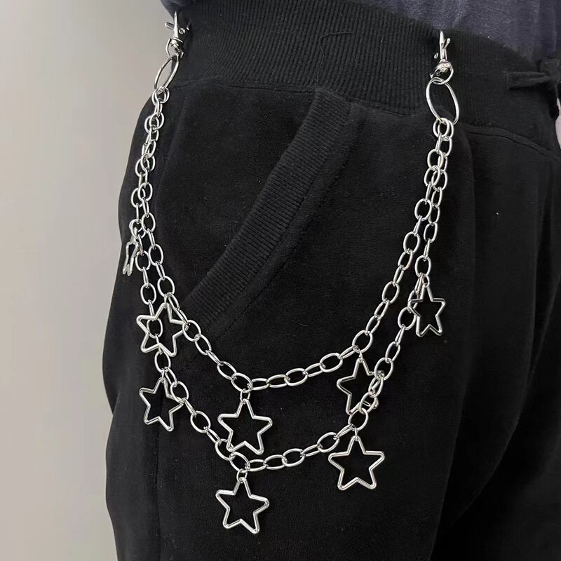 Cadeia de saco decorativo para bolsa Punk Fashion Star Calças Hip Hop Bolsa DIY Acessórios para bolsa de reposição Nova camada