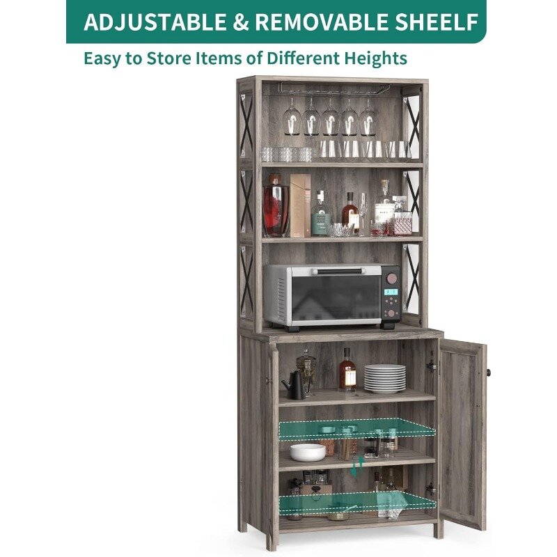 YITAHOME-armario de almacenamiento para despensa de cocina con soporte para microondas, estante para vino, armario de Buffet independiente