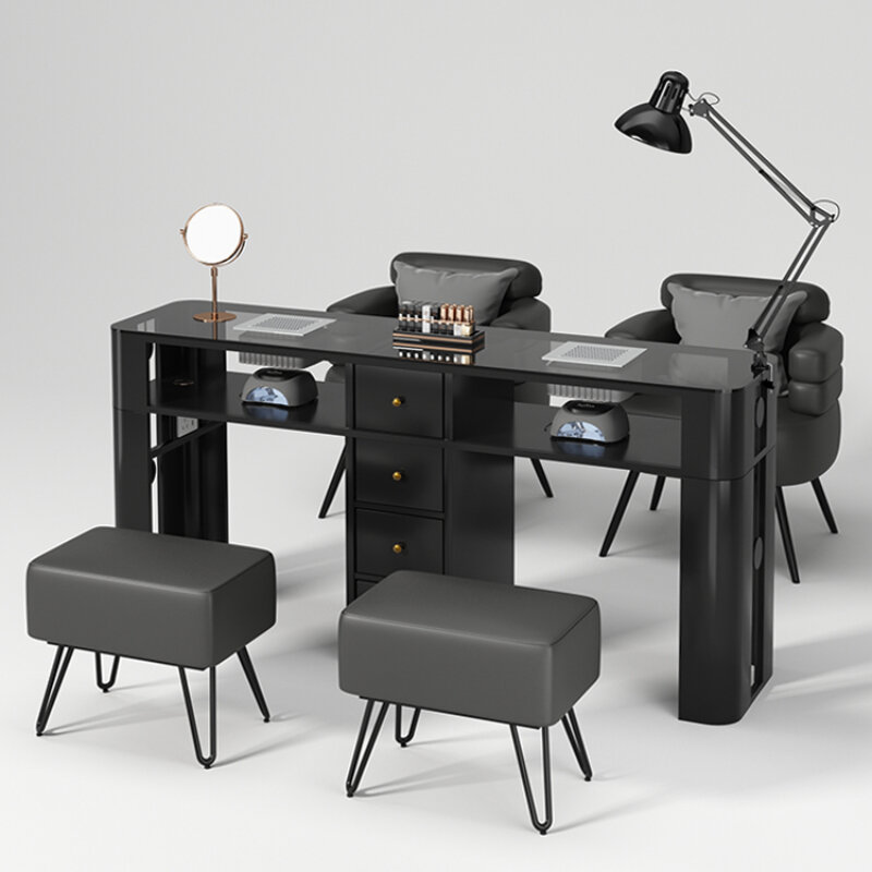 Glass Professionals Stand Nail Desk Design Organiser Art Aesthetic Modern Nail Table Storage Nordic Nageltafel Salon Furniture