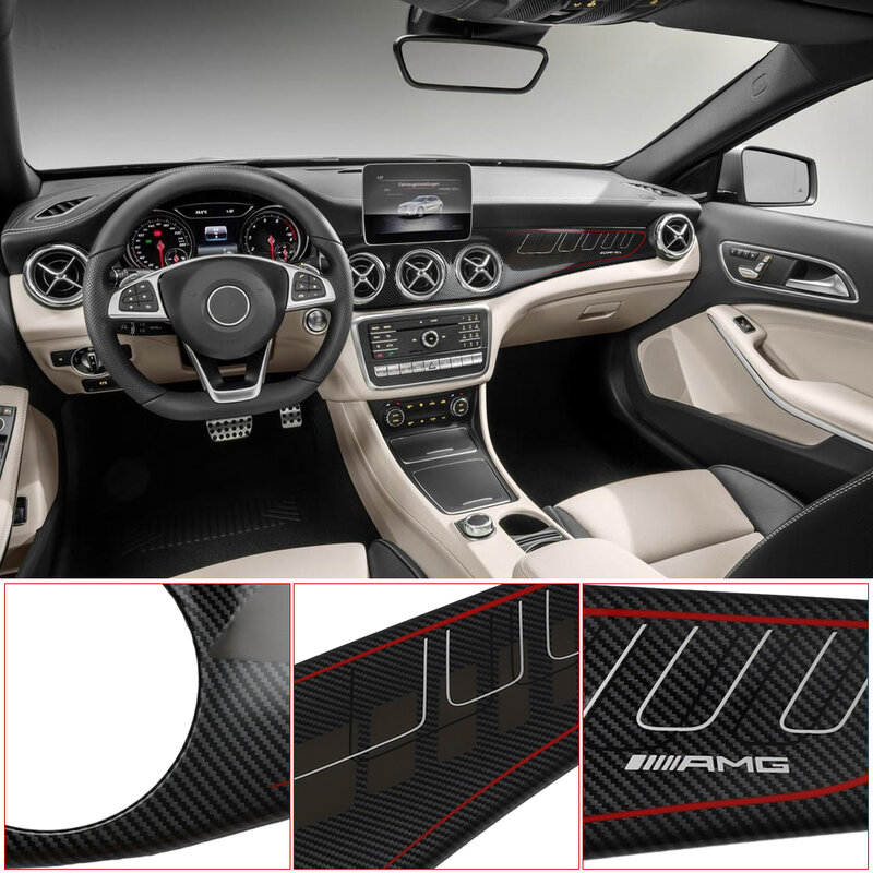 Auto Armaturen brett Konsole Panel Trim Aufkleber für Mercedes-Benz eine Gla Cla 2014-2018 Luft auslass Instrument Trim Abdeckung Kohle faser