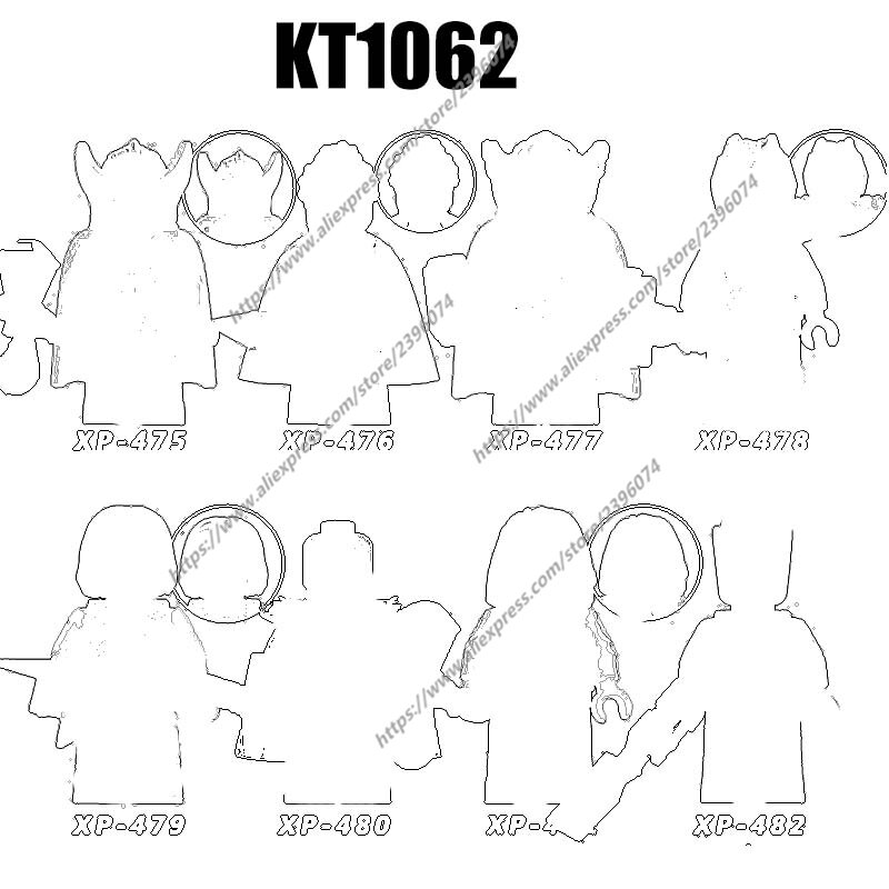Figuras de acción de 1 piezas, juguetes de bloques de construcción, serie KT1062, XP475, XP476, XP477, XP478, XP479, XP480, XP481, XP482