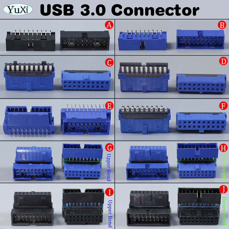 1 Stück USB 3.0 20-poliger 19-poliger Winkel adapter 3,0 Grad Typ-C-Front gehäuse Plug-In-Port-Buchse Computer-Motherboard-Reparatur teil