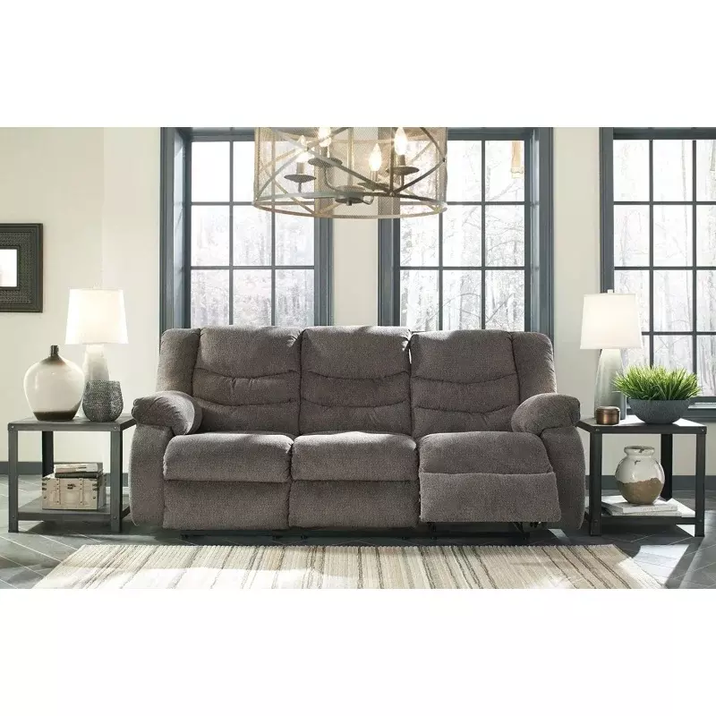 Design firmato di Ashley tugen divano reclinabile moderno con linguetta a strappo manuale, grigio scuro