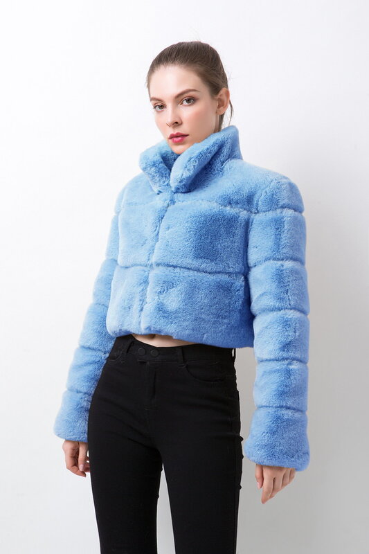 여성 패션 크롭 퍼퍼 두꺼운 재킷 파카 버블 코트, 2024 겨울 단색 코튼 오버코트, 여성 캐주얼 아웃웨어 탑