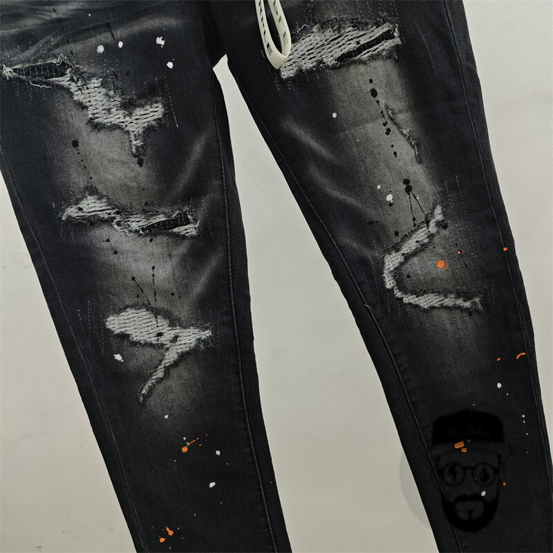 Free shipping for high-quality men's jeans, fashionable slim fit and distressed pants