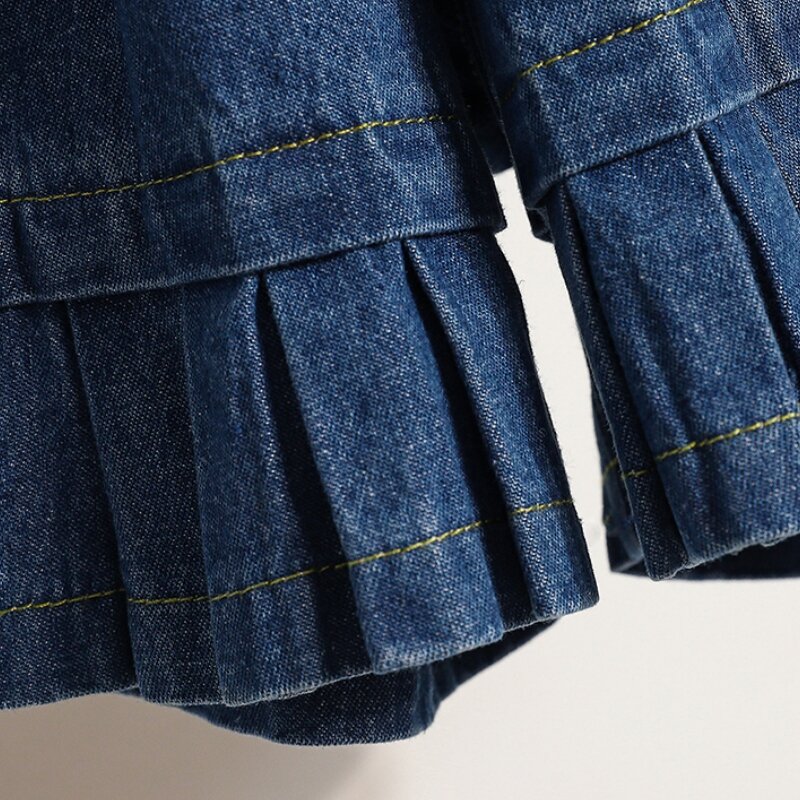 Qiukichon-Short en jean surdimensionné pour femme, taille haute, jean à froufrous, jambe large, doux, mignon, fille, adt, 5XL, printemps, été, 2023