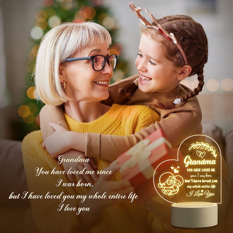 1pc Grandma Birthday Gifts Night Light, Grandma Christmas Gifts, LED Lamp Present For Grandmother, Grandma Day Gifts