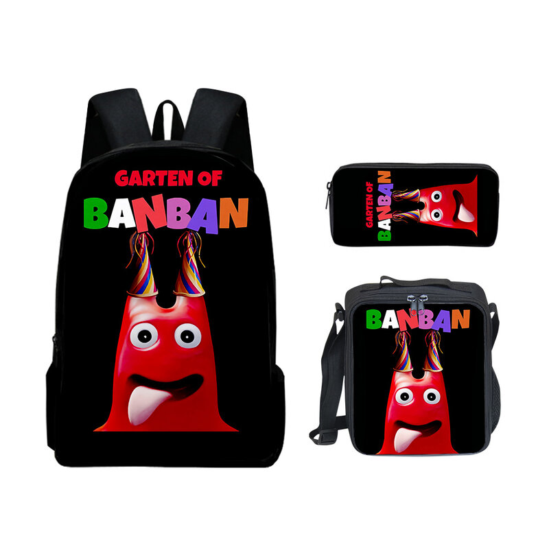 Garten of Banban-mochilas clásicas divertidas con estampado 3D, mochilas escolares para pupilas, mochila para portátil, lonchera, estuche para lápices, 3 unidades por juego