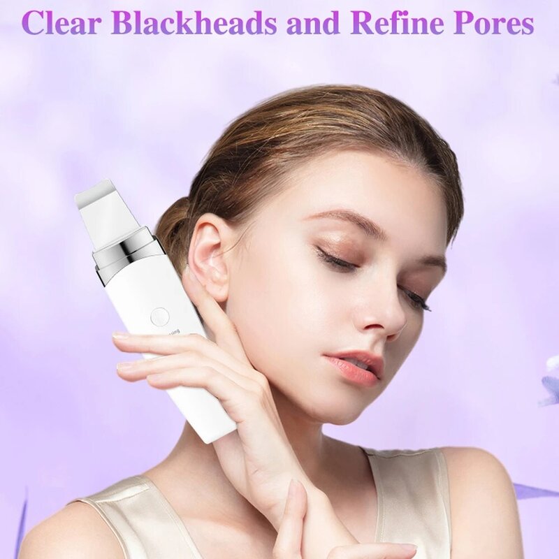 Ultrasonic Skin Scrubber Facial Spatula Blackhead Remover Deep Face Cleaning Lift Machine Peeling Shovel Pore Cleaner