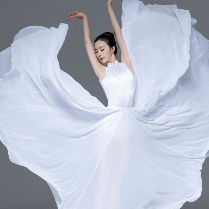 تنورة طويلة أنيقة جديدة للسيدات لفلامنكو لخريف وشتاء 2022 بلون واحد من الغجر فستان باليه للرقص الكلاسيكي