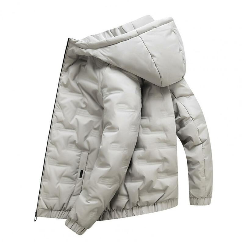 Męska kurtka zimowa gruba bawełniana wyściełana kurtka męska w jednolitym kolorze na zamek błyskawiczny z kieszeniami płaszcz Streetwear